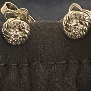 David Yurman diamond and sterling silver stud earrings